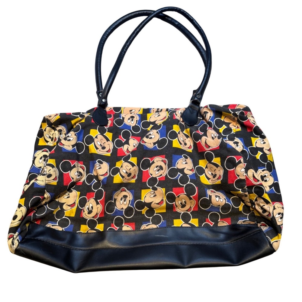 Vintage Mickey Unlimited Disney Weekender Tote Bag Large Mickey Mouse Duffel Y2K